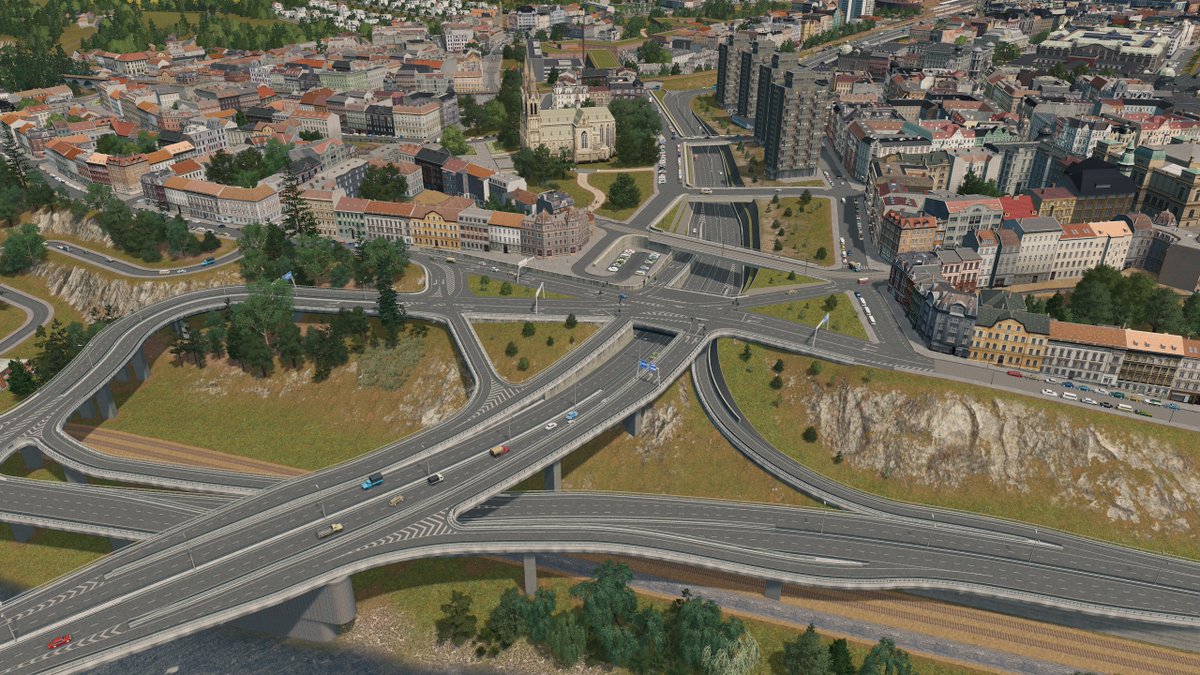 Altengrad's center got a new highway, bridge, tunnel and modern buildings in this new episode youtu.be/NlGDjUjePtw #CitiesSkylines