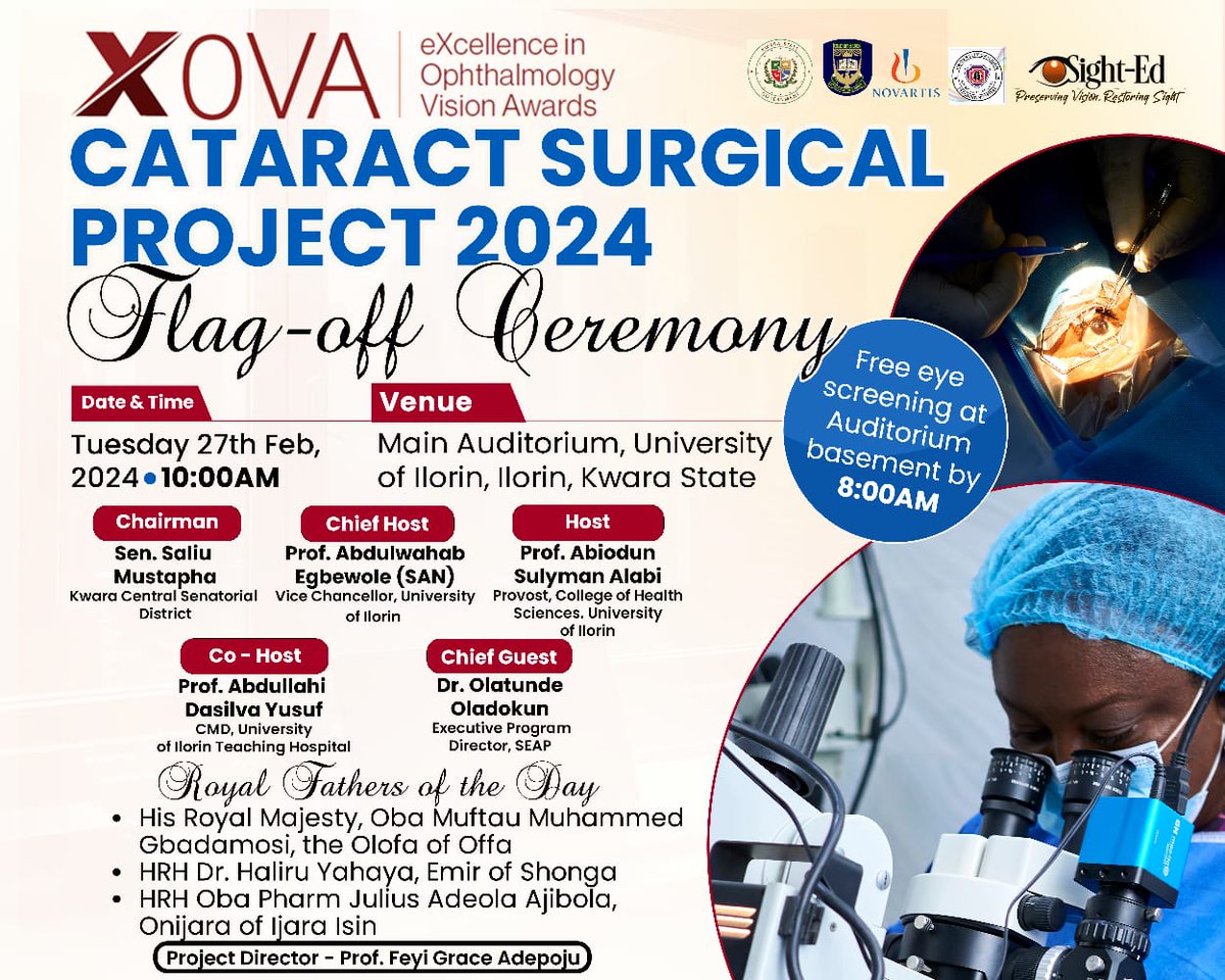 African Ophthalmology Council (AOC) (@aocofficial1) on Twitter photo eXcellence in Opthalmology Vision Awards - University of Ilorin, Kwara State #Womeninophthalmology #Africa #influencialwomen #Ophthalmology #eyecare <a href="/Novartis/">Novartis</a> <a href="/NovartisNews/">Novartis News</a> <a href="/NovartisScience/">Novartis Science</a>
Tuesday, 27 Feb - University of Ilorin, Kwara State, Nigeria eXcellence in Opthalmology Vision Awards - University of Ilorin, Kwara State #Womeninophthalmology #Africa #influencialwomen #Ophthalmology #eyecare <a href="/Novartis/">Novartis</a> <a href="/NovartisNews/">Novartis News</a> <a href="/NovartisScience/">Novartis Science</a>
Tuesday, 27 Feb - University of Ilorin, Kwara State, Nigeria