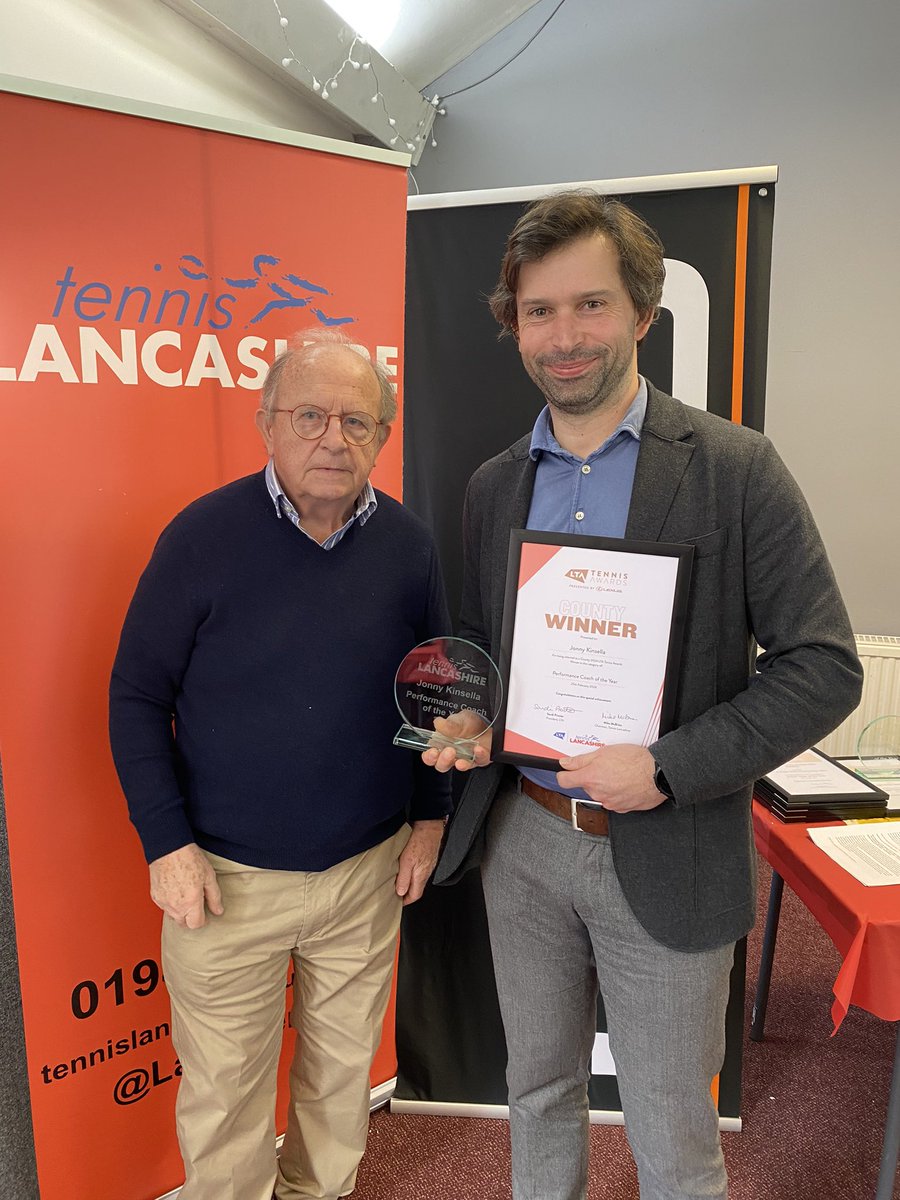 Jonny Kinsella from <a href="/TheNorthernMCR/">The Northern</a> is the Performance Coach of the Year at the 2024 Tennis Lancashire Awards! 🎾🌹🏆