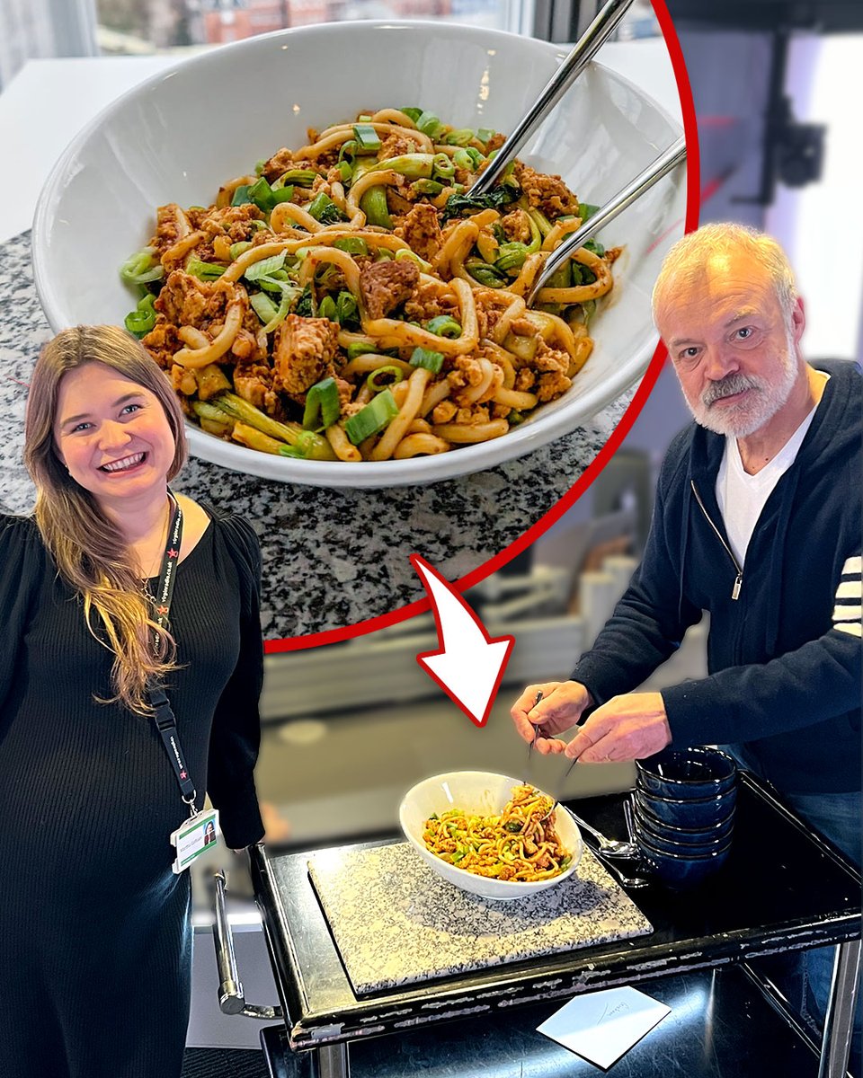 Show chef @marthacollison made Graham Norton the perfect recipe for his final weekend show 🧑‍🍳 It's one of his favourite recipes from the last three years, she made Elly Curshen's garlic & hoisin-braised tofu, udon and pak choi - which Graham first had and LOVED way back in…