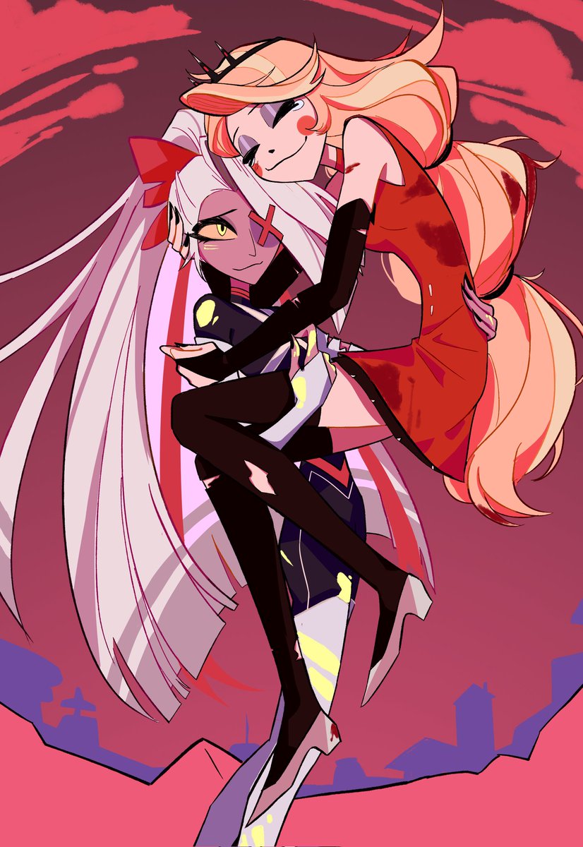 「战后抱#HazbinHotelFanart #chaggie 」|lichimiのイラスト