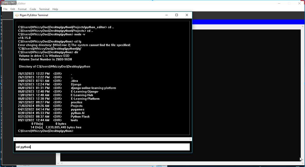 DocWhizzy's tweet image. Still on my PyEditor. So I was able to build the command line interface today and added custom commands that enables specialized functions including reading file content, activating the editor voice assistant, etc....still under development🥳
#Python #pythonprogramming #pythonai