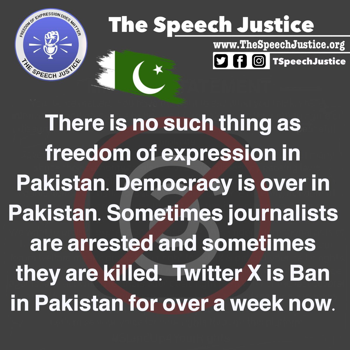 #Pakistan🇵🇰: There is no such thing as freedom of expression in Pakistan.Democracy is over in Pakistan.Sometimes journalists are arrested and sometimes they are killed. Twitter X is Ban in Pakistan for over a week now.