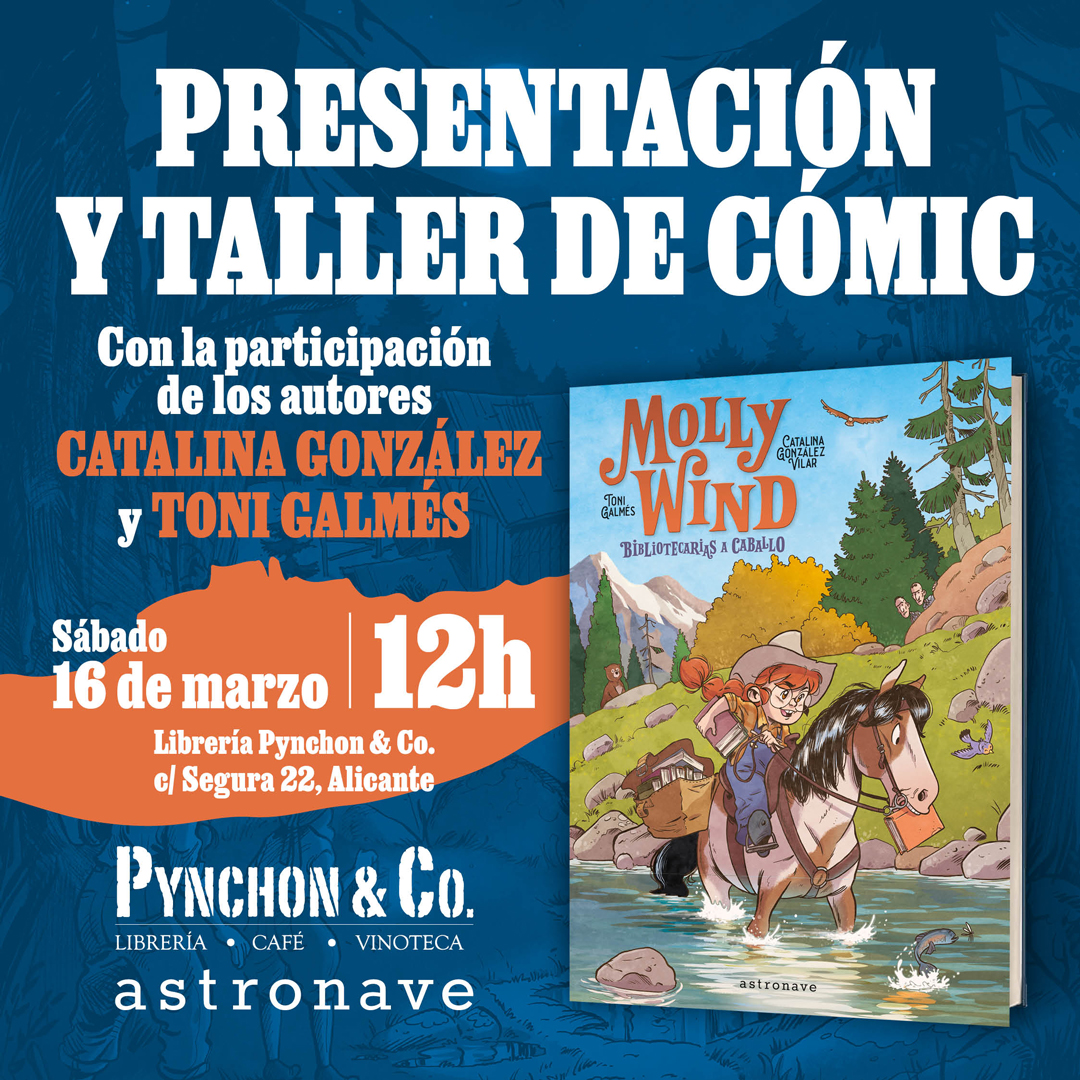 Ya queda poco... ¡recuerda que tienes presentación y taller de cómic con MOLLY WIND esta semana! 😯

El 16/03 📅a las 12.00h ⏰<a href="/CatalinaGVilar/">Catalina González</a> y <a href="/tonigalmesdibu1/">tonigalmesdibuixos</a> estarán en la librería <a href="/pynchonCo/">Librería Pynchon&Co</a> para hablar (y dibujar) de MOLLY WIND.

¡Para perdérselo! 🐴