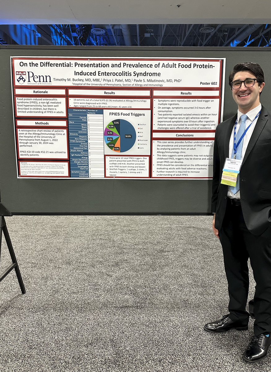 Great experience presenting our research on #FPIES in adults at #AAAAI24 @UPenn_Allergy #foodallergy