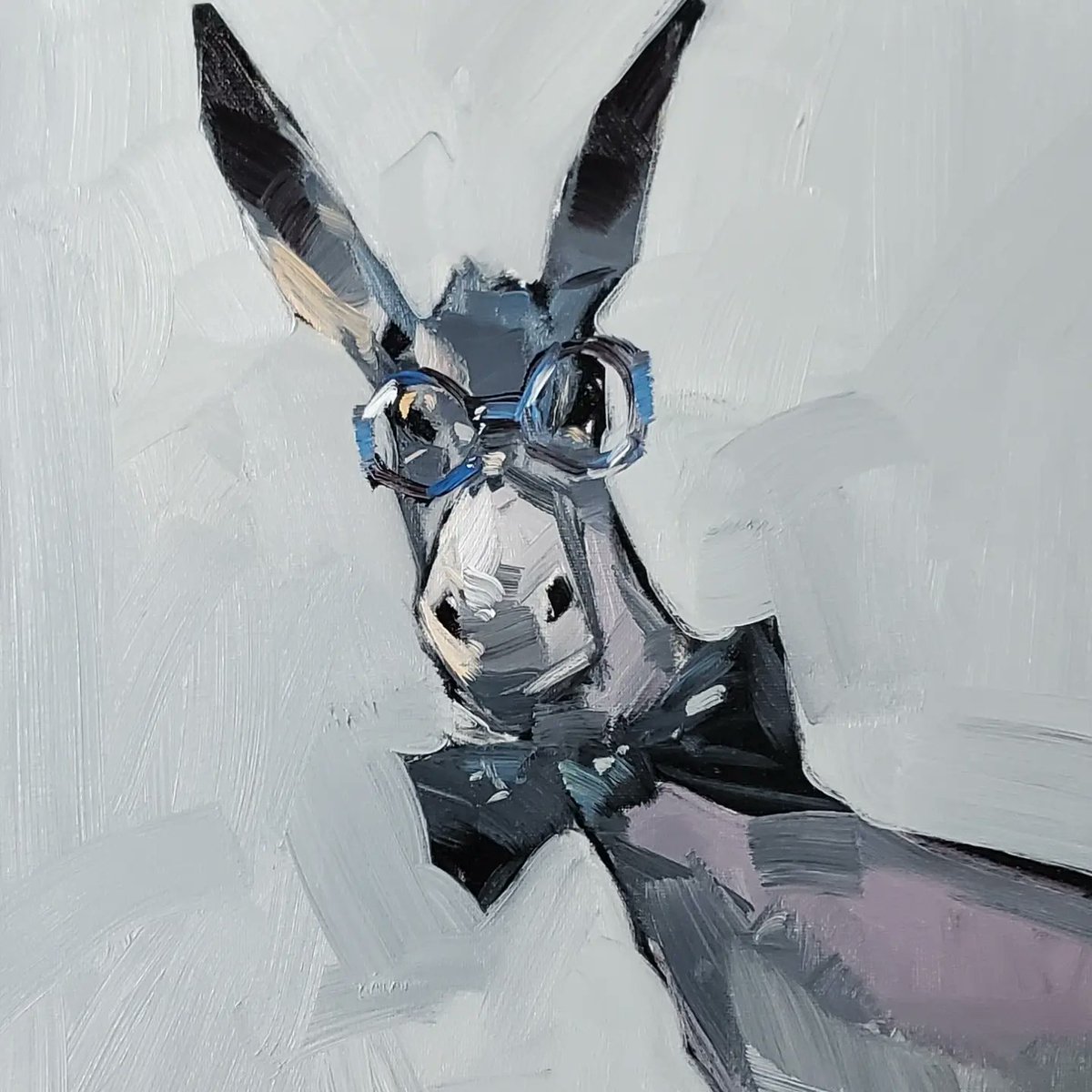 Love those glasses. 
Oil on canvas 
12x16 inches 
#Donkey #oilpainting