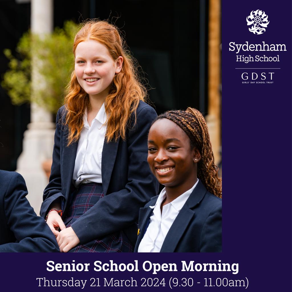 SydenhamHigh's tweet image. 🗓 Save the date!
Senior School Open Morning - Thursday 21 March (9.30-11). 
Come &amp;amp; discover how we empower our girls to forge their own path, meet Ms Antonia Geldeard @HeadSydHigh &amp;amp; see lessons in progress.
Book online at sydenhamhighschool.gdst.net/admissions/ope… @GDST  #forgeyourownpath