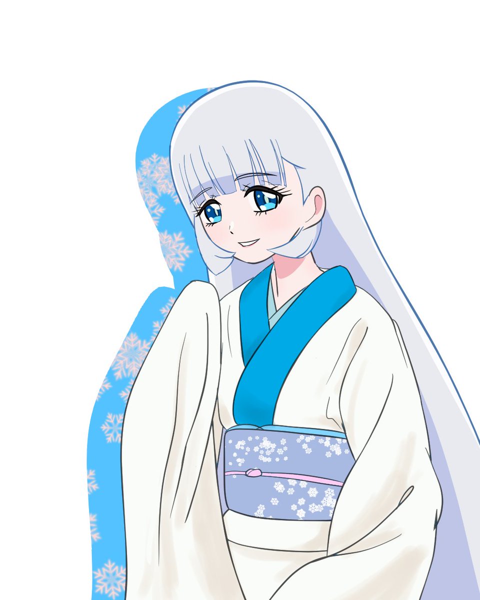 1girl kimono japanese clothes solo blue eyes long hair smile  illustration images