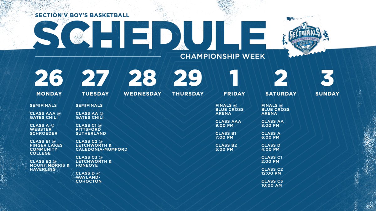 One week from now, we'll know who the champion is in each of our nine classifications! Here's the schedule for championship week!