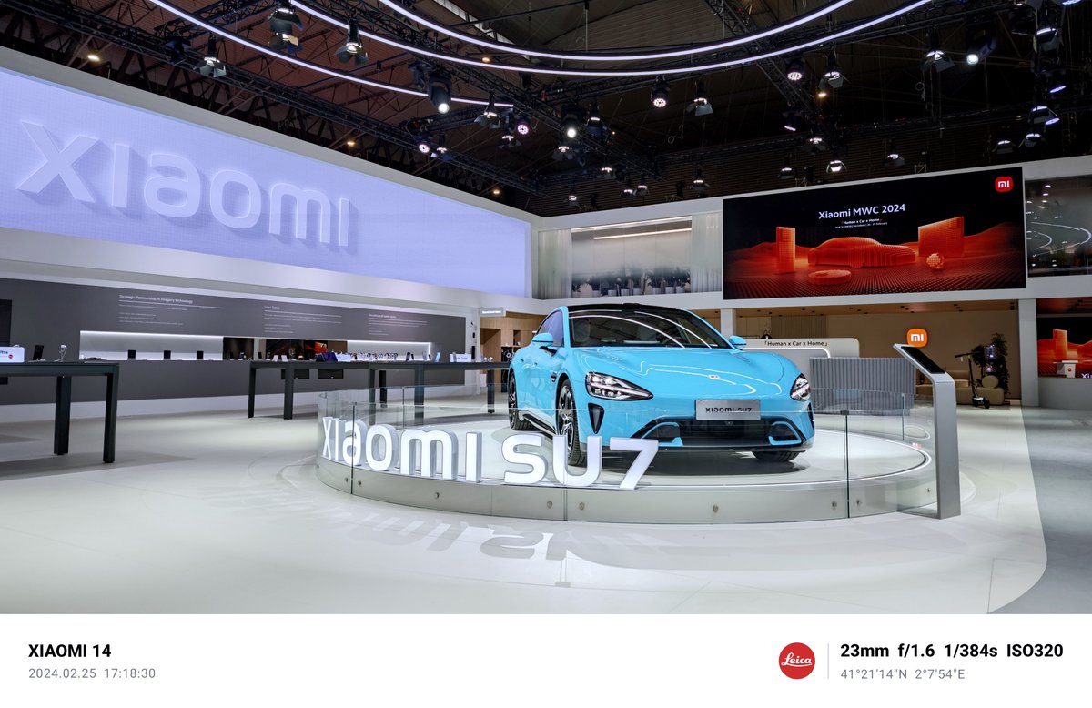 Exciting news – #XiaomiSU7 has arrived at our booth! The team is ready and thrilled to welcome you. Can't wait to see you selfie with the SU7.⚡️

📍Hall 3 | 3M10, Fira Gran Via