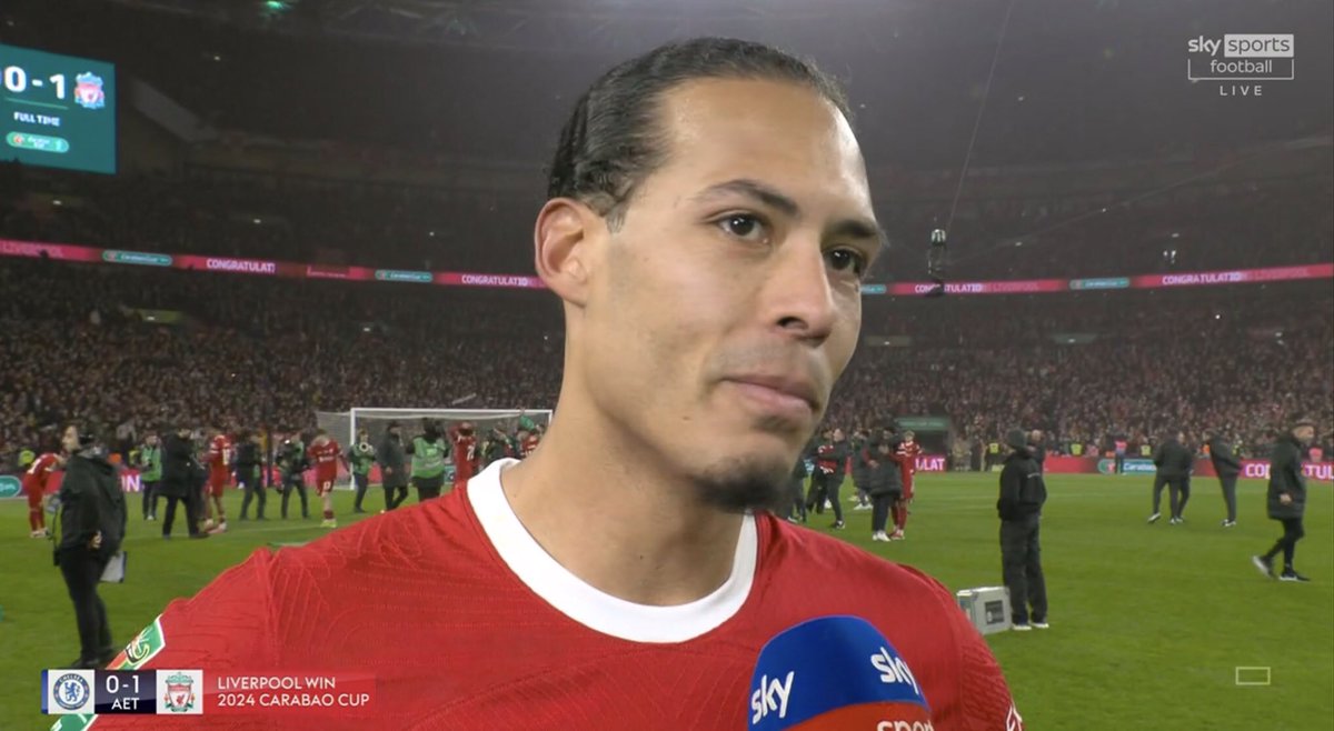 ⭐️ Player of the Match, @LFC’s Virgil van Dijk 120 touches, 2 in opposition box 92/101 passes completed 7/10 duels won 7 clearances Scored the only goal 4th player to win the Alan Hardaker Trophy twice, after Ben Foster, John Terry & Vincent Kompany