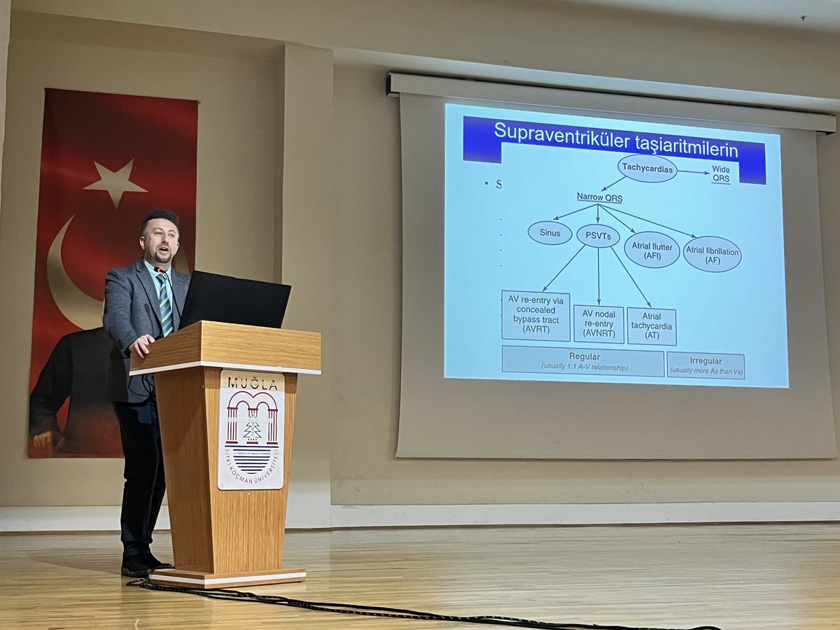 Today, we have conducted an ECG symposium at Mugla Sitki Kocman University. I have given a talk on Supraventricular Tachycardias. I would like to thank to Turkish Society of Cardiology , Prof. Emre Aslanger and Prof. Taylan Akgün for their support.