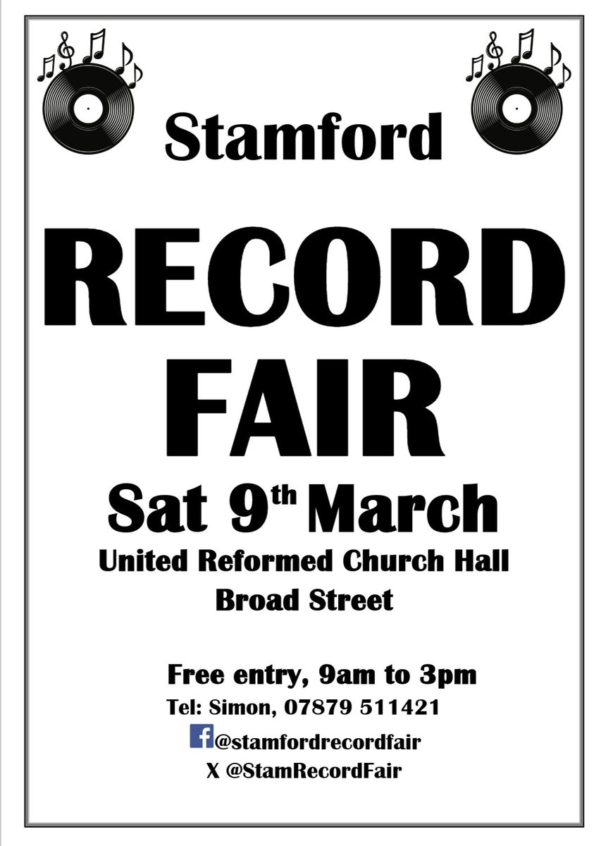 Your daily reminder that #Stamford #RecordFair is coming up on Sat 9th March. Pop it into your Blackberry organising machine....