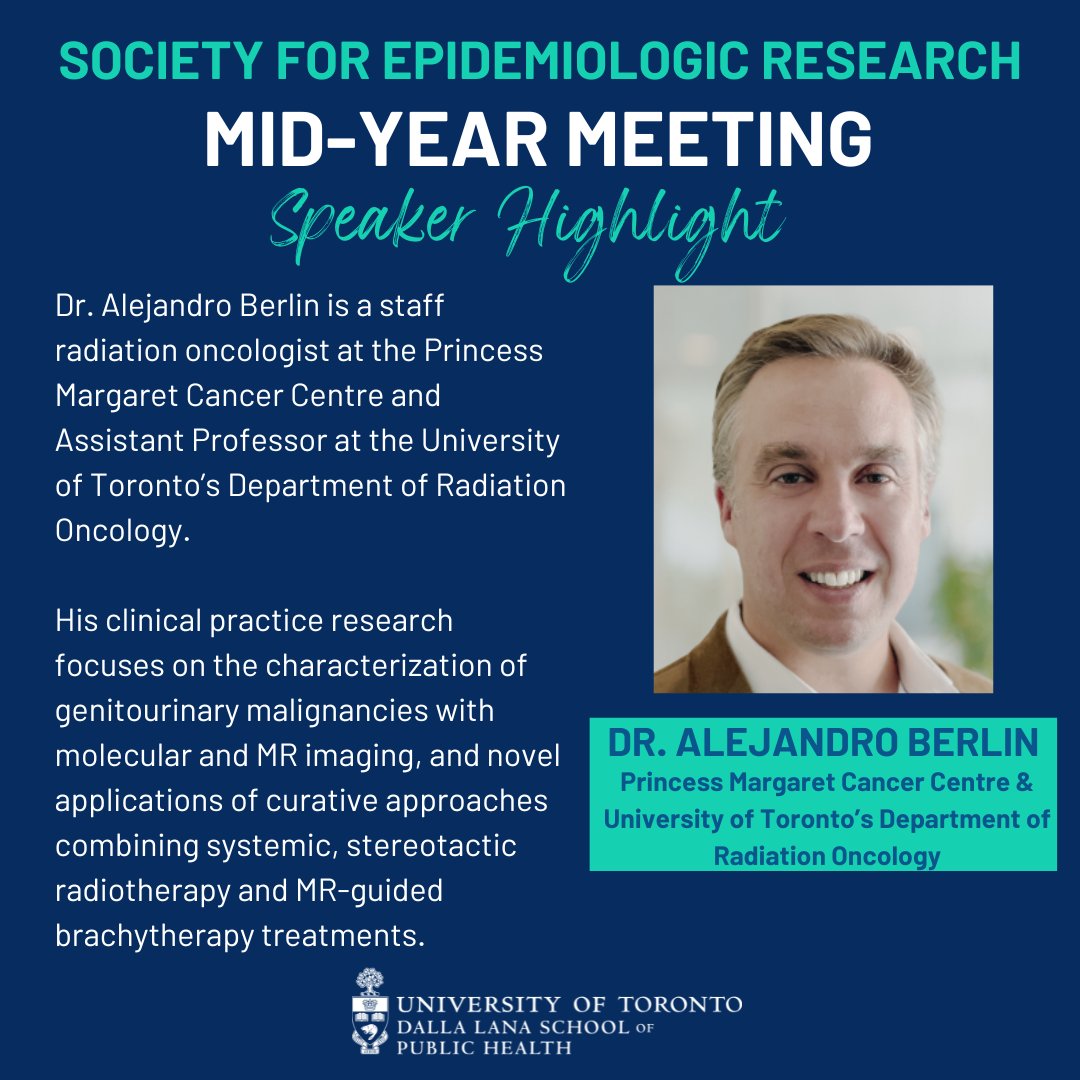 .@LauraCRosella and I will be sharing more info over the new few days about the fantastic speakers that will be at the SER Mid Year Meeting! @aleberlin2 from @pmcancercentre will be giving a Lunch and Learn lecture on AI and cancer research!