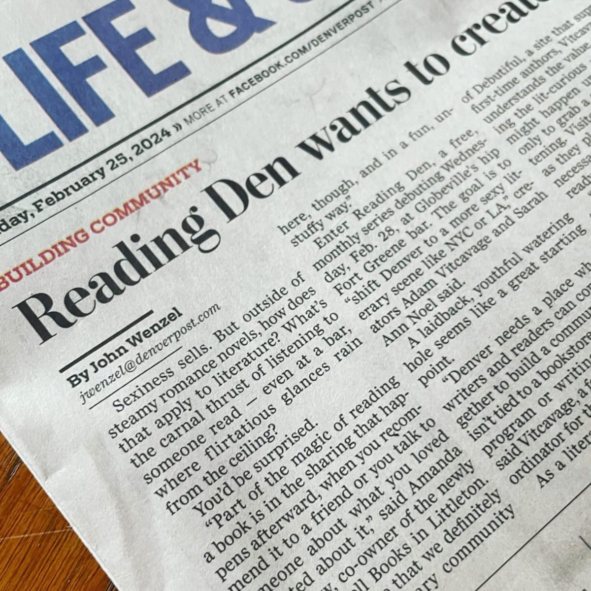 reading__den's tweet photo. Sarah and @vitcavage were featured by @johnwenzel in the Sunday @denverpost about wanting to make the Mile High City a sexy literary scene!

See you 2/28 at Fort Green Bar for our inaugural event!

👉👉👉 https://t.co/B5iIBnU0Hd https://t.co/3PNymrpTu5