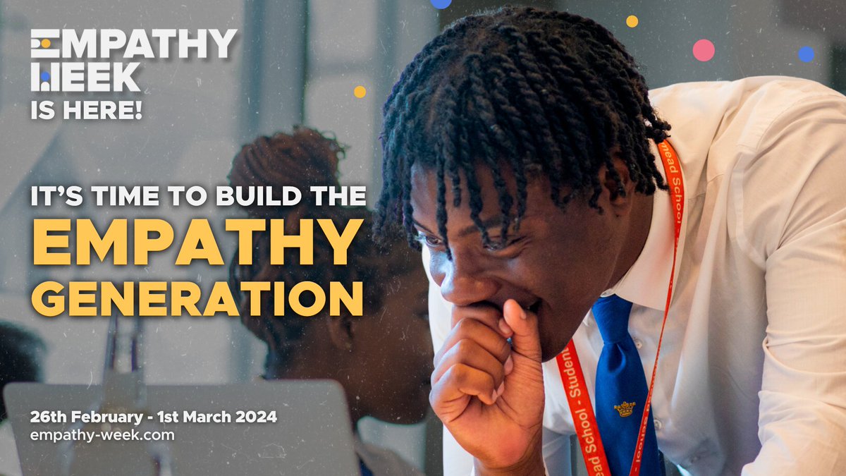 TheEmpathyWeek's tweet photo. It's time to build the #EmpathyGeneration 🌎
Schools can still register for our FREE festival of films, resources & events that develops #empathy in students aged 5-18 👉 https://t.co/OahMU4NpJF
#edutwitter #teachertwitter #PrimarySchools #SecondarySchools https://t.co/tVxu9ADibu