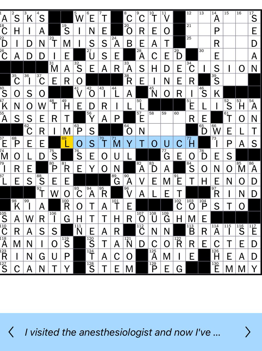 Must have gone to the Block Room: #regionalanesthesia makes it to the ⁦@NYTGames⁩ crossword!!