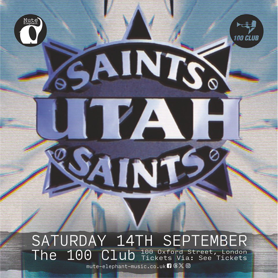 Mute Elephant Music (@muteelephant) on Twitter photo FINAL 50 Tickets for <a href="/UtahSaints/">Utah Saints</a> at London’s iconic <a href="/100clubLondon/">The 100 Club</a> •
seetickets.com/tour/utah-sain… FINAL 50 Tickets for <a href="/UtahSaints/">Utah Saints</a> at London’s iconic <a href="/100clubLondon/">The 100 Club</a> •
seetickets.com/tour/utah-sain…