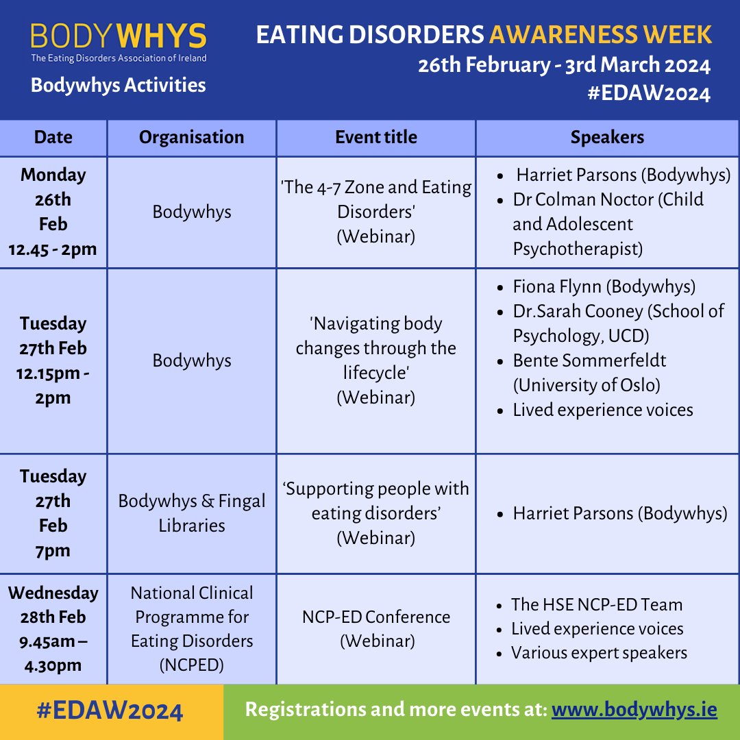 🧵Tomorrow marks the start of Eating Disorders Awareness Week 2024. A variety of events will take place throughout the week focusing on the theme of 'Eating Disorder Recovery and Beyond: Respecting Individuality and Identity'.