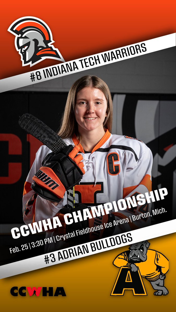 Indiana Tech Warriors (@intechwarriors) on Twitter photo It’s GAMEDAY Warriors! #2 <a href="/tech_lax/">Indiana Tech Men’s Lacrosse</a> is in Williamsburg, Ky. for a neutral site contest against #1 Keiser in a rematch of last years national championship game at 2pm, while #8 <a href="/INTechWHockey/">Indiana Tech Women's Ice Hockey</a> battles #3 Adrian for the CCWHA Tournament Championship in Burton, Mich. at 3:30pm #WinIT It’s GAMEDAY Warriors! #2 <a href="/tech_lax/">Indiana Tech Men’s Lacrosse</a> is in Williamsburg, Ky. for a neutral site contest against #1 Keiser in a rematch of last years national championship game at 2pm, while #8 <a href="/INTechWHockey/">Indiana Tech Women's Ice Hockey</a> battles #3 Adrian for the CCWHA Tournament Championship in Burton, Mich. at 3:30pm #WinIT