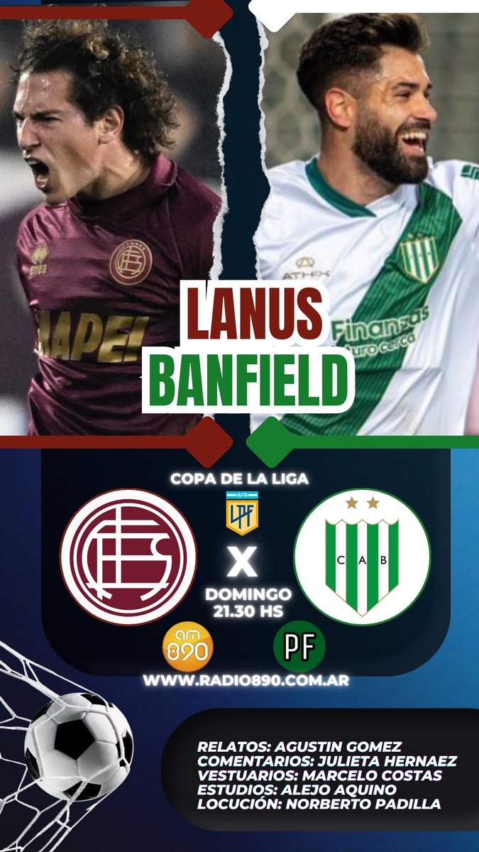 Domingo de clasicos, te lo llevamos por <a href="/RADIOLIBREAM890/">RADIO LIBRE AM 890</a> 📻

16.00 ➡️ #River vs #Boca
🎙️ <a href="/FelmanErik/">Erik Felman🎙</a>
🎙️ <a href="/NikoCarpintero/">Murdo🎤</a> 

19.15 ➡️ #GELP vs #EDLP
🎙️ <a href="/ahpagano/">Ari Pagano</a>
🎙️ <a href="/MarianoCongo/">Mariano Congo</a>

21.30 ➡️ #Lanus vs #Banfield
🎙️ <a href="/agusgomez1314/">AGUS</a>
🎙️ <a href="/JuuliHernaez/">Julieta Hernaez</a>