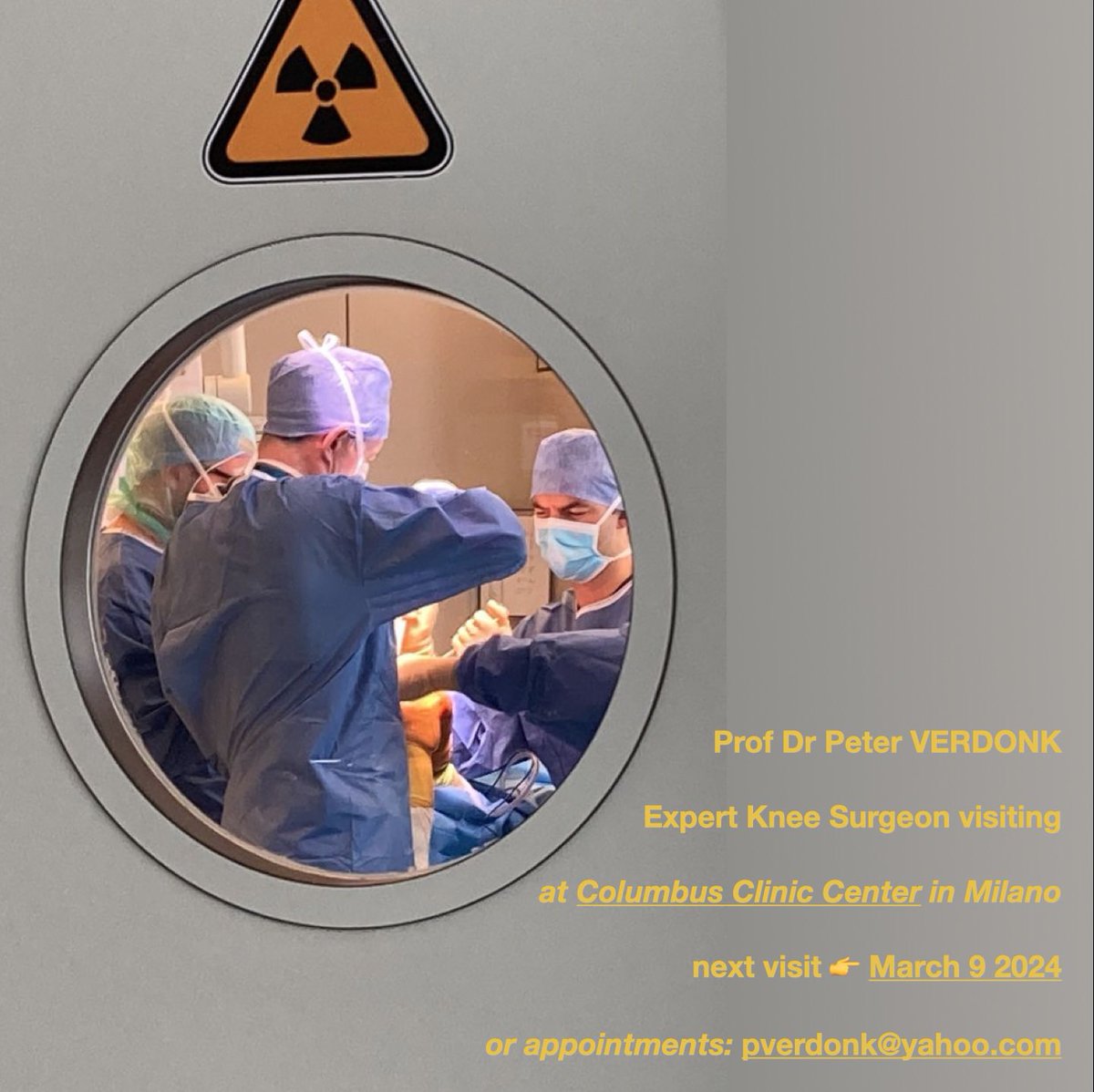 Next visit on March 9 in Columbus Clinic Center Milano Italy! #personalized #knee #surgery