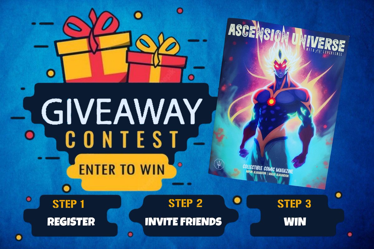 ITS GIVEAWAY TIME ! WIN an Exclusive Collectible comic Magazine with 1 step 🎁 🔴 STEP 1 = Register in our website ascensionuniverse.com 1st Winner selected at 100 site members. #Giveaway #NFT #NFTCommunity