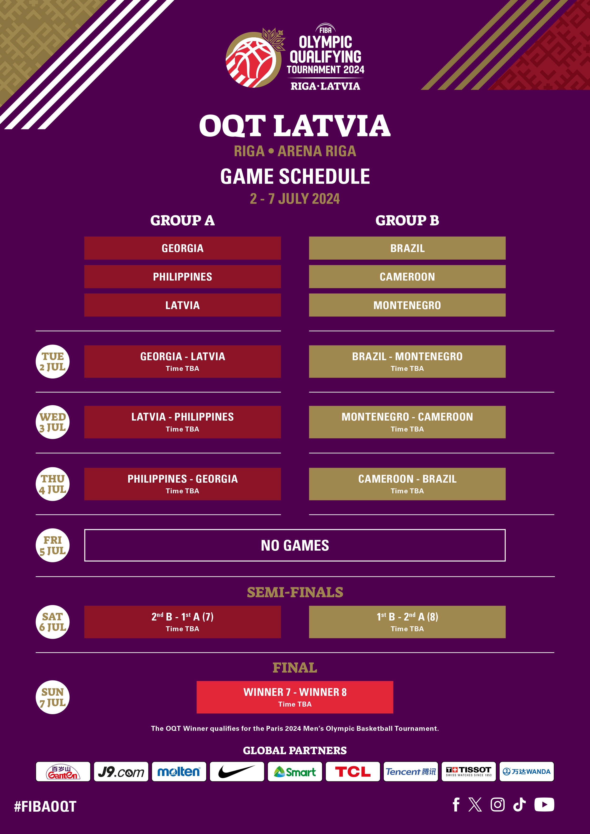 Gilas Pilipinas on X: &ldquo;🏀 FIBA Olympic Qualifying Tournament (July 