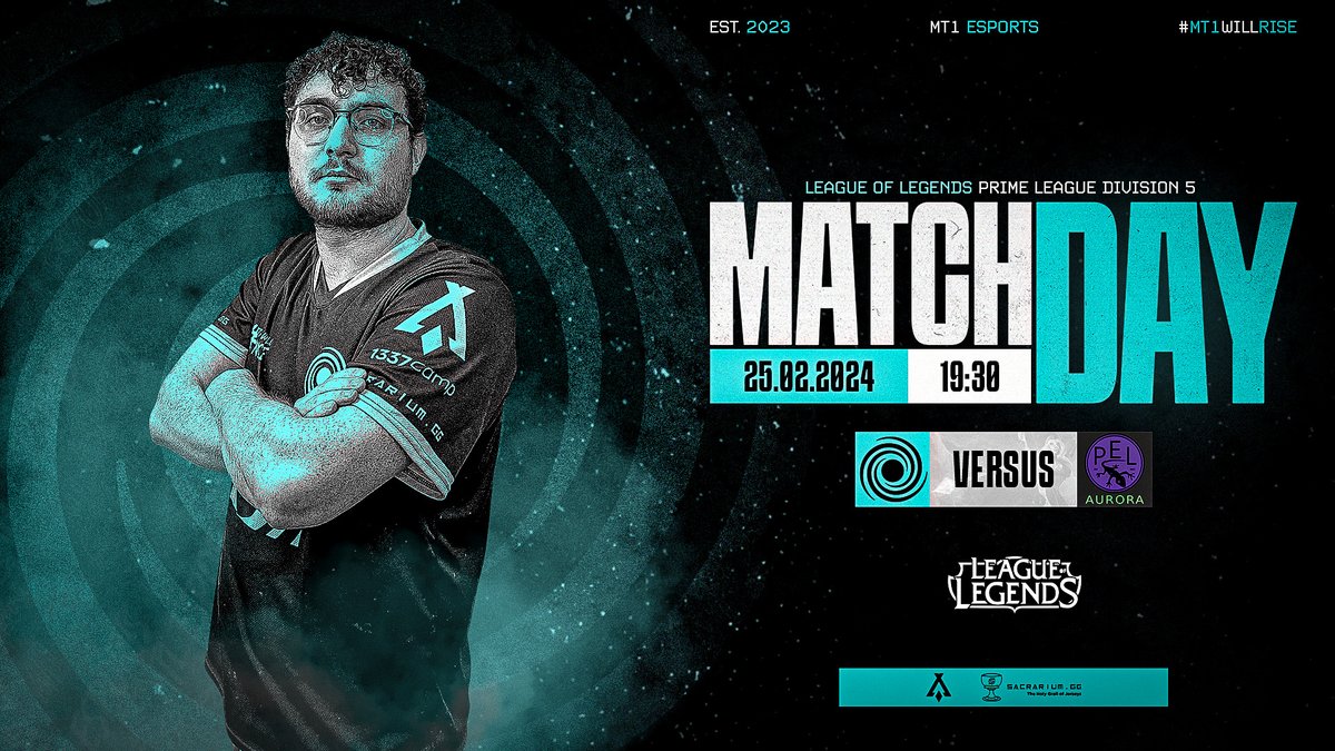 Derbytime !!! Heute geht es gegen unseren Lieblingsgegner 🖤🤍

🆚 <a href="/LizardsPurple/">PEL</a> Aurora
⏰ 19:30
🎙 <a href="/HonischMoritz/">Votig23</a> &amp; <a href="/mt1_carrillo/">MT1 Carrillô</a>
📺 twitch.tv/mt1_esports

⚒<a href="/AE_WallerDN/">David -Waller- Darga</a>
🌴<a href="/MT1Mort/">Mort</a>
🧙🏻‍♂️@MT1Wakaikami
🏹<a href="/Sh0ckZzii/">Sh0ckZzi</a>
⚕️<a href="/Tobi1924437/">MT1 Bill</a>

#MT1WILLRISE #MT1WIN