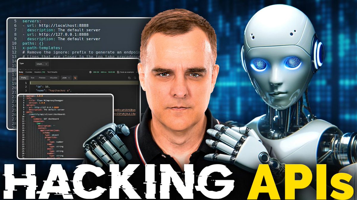 davidbombal's tweet photo. Hacking APIs Demo (and using AI to help you hack)

YouTube video: https://t.co/dsLNcAJxa6

#api #apis #hack #hacking #hacker #cyber #cybersecurity #infosec @hAPI_hacker  @nostarch https://t.co/DyD7CiBGM9