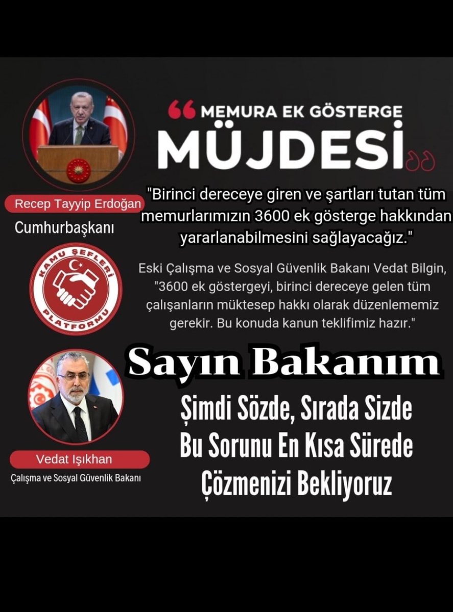 rfanAraz5's tweet photo. Bizler kamudaki şeflerin #KamuŞefleri 3600 ek gösterge ye dahil edilmeyen tek yönetici kadro yuz astlarımız dahil edilirken biz yoktuk sayın 
cumhurbaşkanımız söz verdi çalışma bakanı en kısa zamanda dedi ama hala bir gelişme yok sizden destek bekliyoruz inşallah gündeme geliriz7 https://t.co/YsNJuipEsw