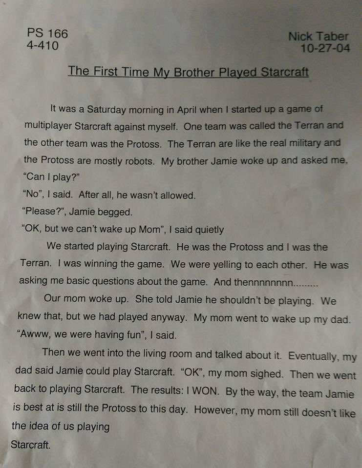 4th grade Nick. Still a memorable moment in my life, and was kind of a dream come true that I ended up being able to spend so much of my life experience with this beautiful game.