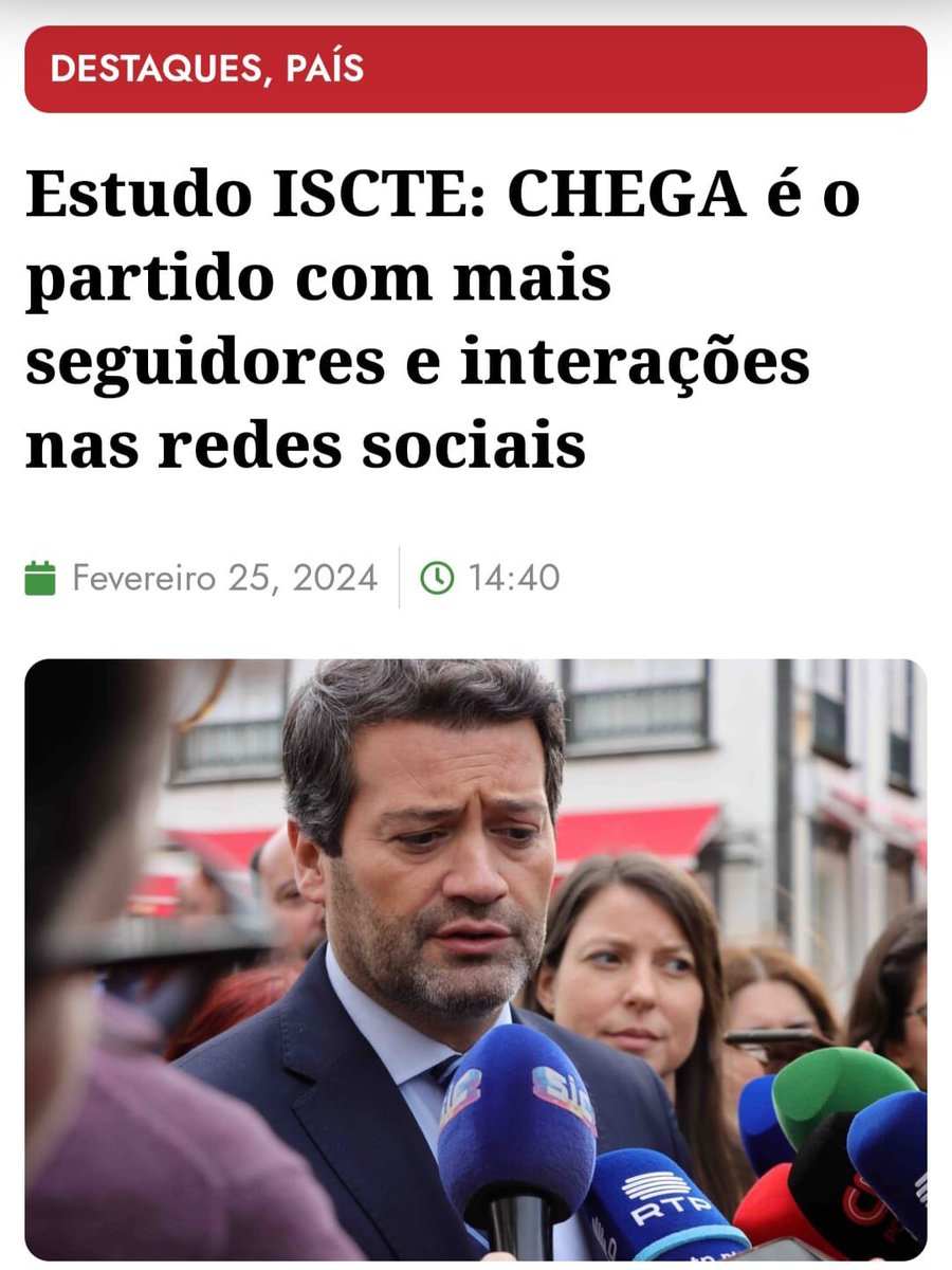 Já não há dúvidas: o Chega é o partido que mais interessa aos portugueses. Obrigado pela confiança!