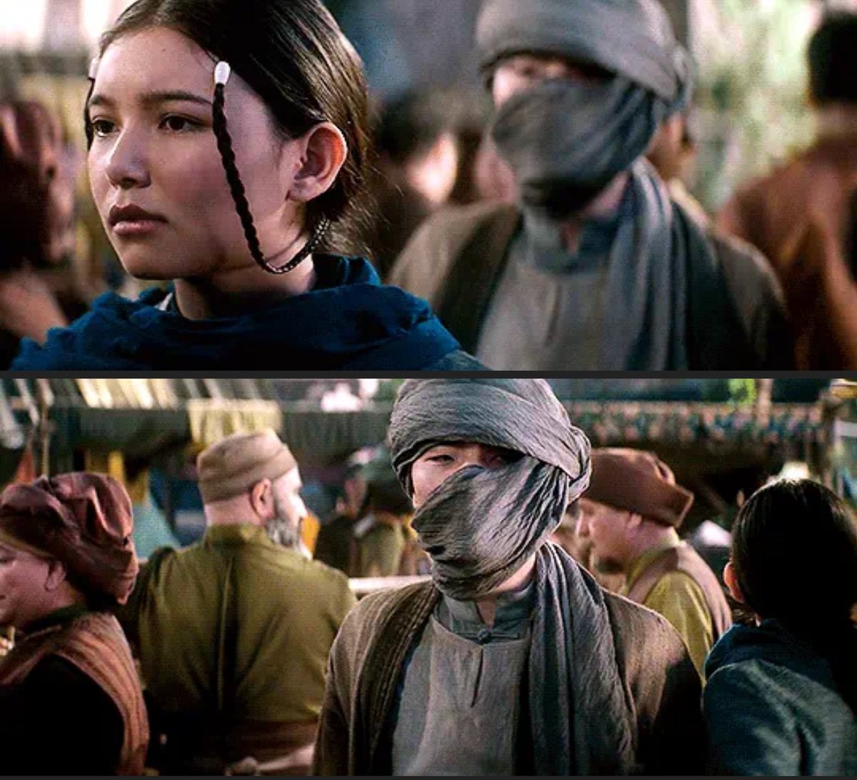 iamnotiyasstore's tweet photo. changing oma and shu colors to red &amp; blue, having the zuko &amp; katara blue scarf market scene in omashu kingdom,,,, oh they’re really BACK to baiting us zutara 😭 https://t.co/5e5jSxBDE6