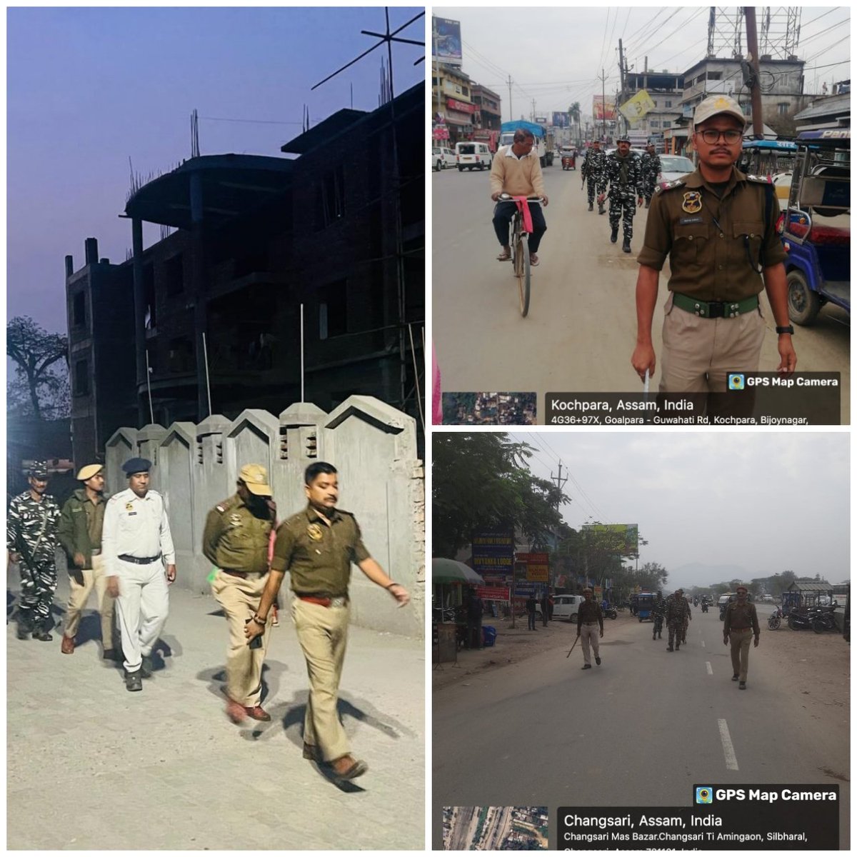 Kamrup Police in collaboration with CRPF conducted area domination & foot patrolling in various parts of the district for maintenance of Law & Order . @assampolice @gpsinghips @CMOfficeAssam