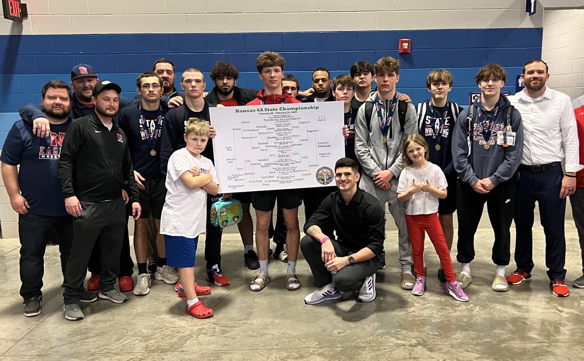 Pictured here is the 2024 Olathe North State Team. 1 champ 🥇, 1 🥉 place, 3 4th places, and 2 sixth place finishers. The team finished 6th overall. Thanks for the memories Olathe North wrestlers, families,and coaches.