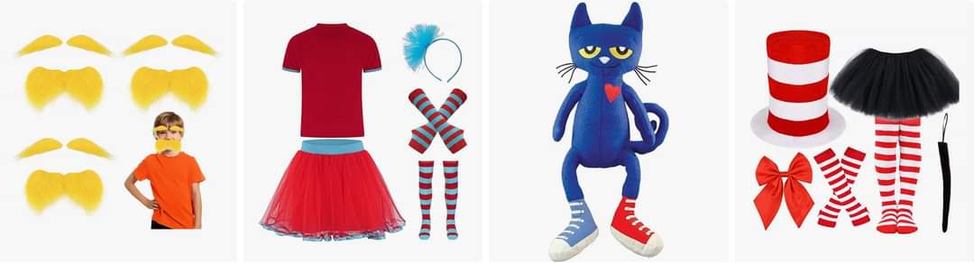 DigWebMarketer's tweet image. Heads up for Book Character Dress Up Days! Costume ideas: amzn.to/48xd4mN Read Across America Week March 2-6, 2024. Dr. Seuss Costumes: 

#ReadAcrossAmerica #DrSeuss #CatInTheHat @DrSeuss