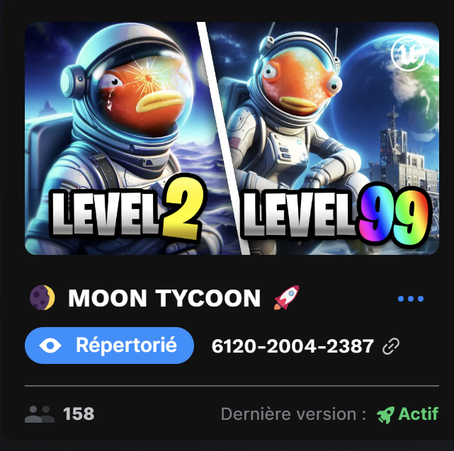 nothere_dev's tweet image. MOON TYCOON TO THE MOON ??? 

Try it now : 6120-2004-2387

#FortniteChapter5 #FORTE #FortniteCreative #UEFN