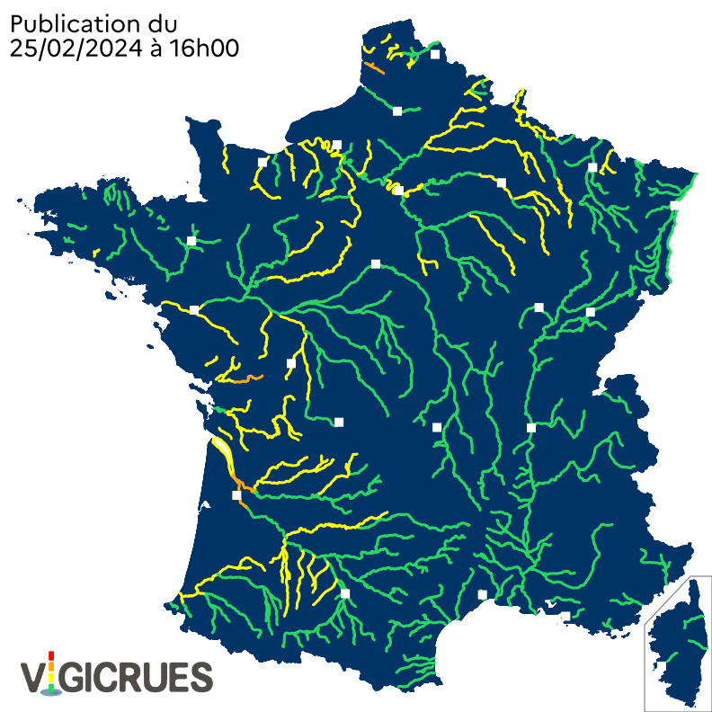 Passage en #vigilanceOrange crues de la confluence #GaronneDordogne (33) et de la #Canche (62). Maintien en #vigilanceOrange crues de la #SèvreNiortaise amont (79). Restez informés sur vigicrues.gouv.fr et sur l'application Vigicrues.