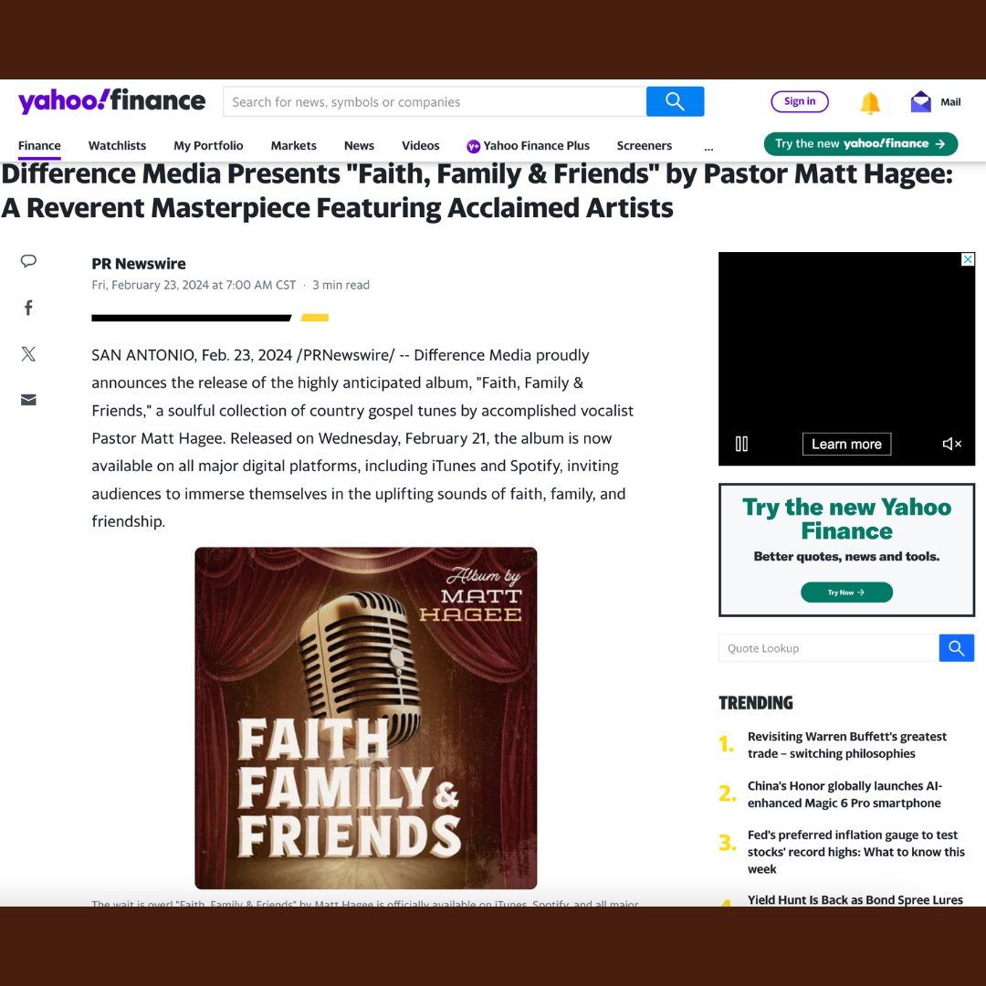 Check out this press release for Pastor Matt's new album: Faith, Family, & Friends! Link down below! 👇 You can also listen to the album on all major streaming platforms! Add some country gospel to your streaming library! finance.yahoo.com/news/differenc… #albumrelease #faithfamilyfriends