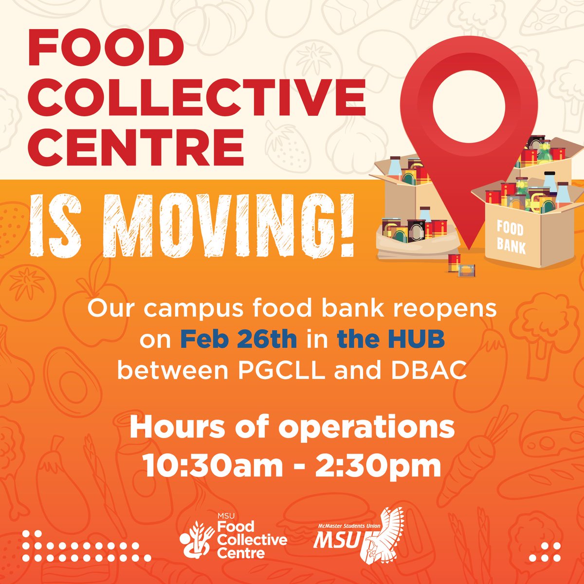MSU Food Collective Centre (@msu_fcc) on Twitter photo The long awaited update is here ‼️
We are excited to announce that FCC will be relocating to the third floor of Hub, the new building in between PGCLL and DBAC. The campus food bank will be open starting Monday Feb 26 and the hours of operation is still 10:30am-2:30pm. 🤩🤩 The long awaited update is here ‼️
We are excited to announce that FCC will be relocating to the third floor of Hub, the new building in between PGCLL and DBAC. The campus food bank will be open starting Monday Feb 26 and the hours of operation is still 10:30am-2:30pm. 🤩🤩