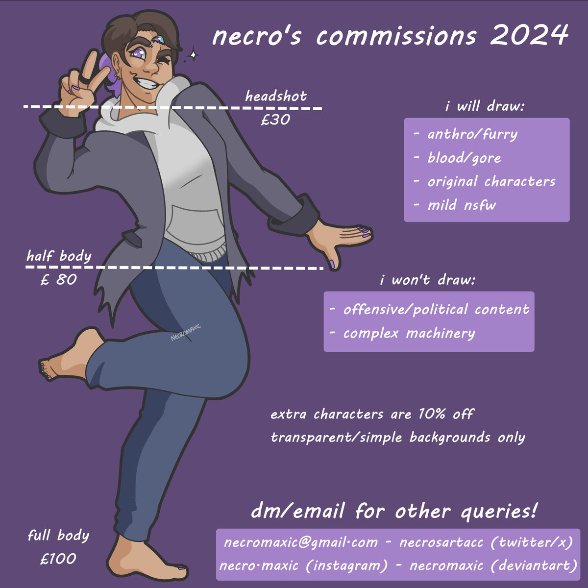 necrosartacc's tweet photo. commission prices for 2024! all prices in GBP (£) 
#commissioninfo #cartoonartist #commissionsopen #digitalart https://t.co/YF1movz3Iu
