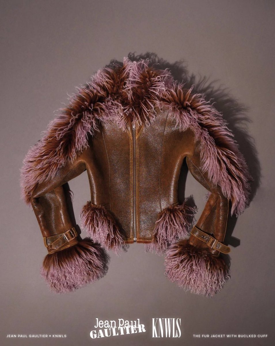 Joyce Wrice in ss2024 Jean Paul Gaultier X KNWLS shearling-trimmed leather jacket.