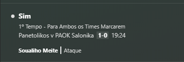 +++BET AO VIVO MORENINHOS+++ 🔥🔥🔥🔥🔥

paok salonika para empatar ainda no 1º TEMPO!!!
