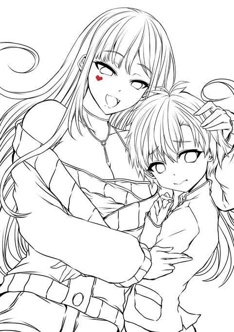 ルイスさんと勝くん 腕枕
線画 