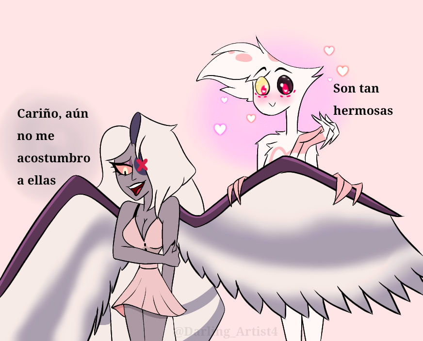 Darling_Artist4's tweet photo. Angel ama las nuevas alas de su cariño 💕 
#AngelDust #Vaggie 
#Spidermoth https://t.co/MY4UKVgsNA