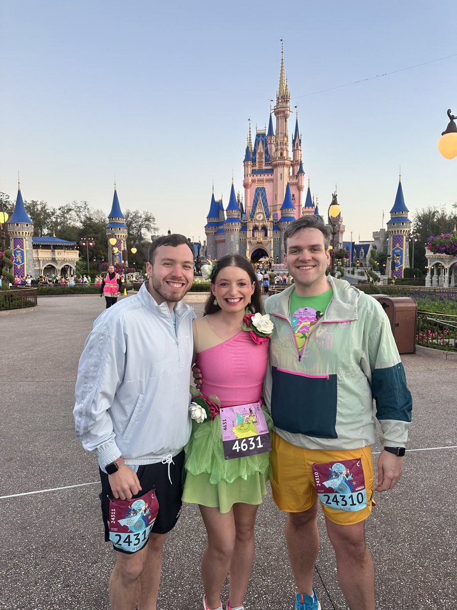 loved running down Main Street with these two this morning during their first Princess Half Marathon! 🏰💗✨ #runDisney #princesshalf