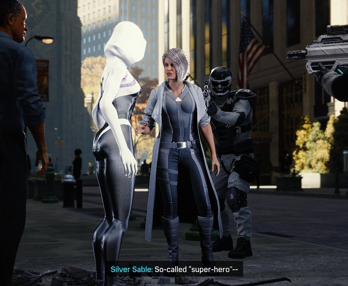 OliviaJinxx's tweet photo. I decided to mod Spider Gwen into #SpidermanRemasterd its pretty cool to play as her but its a little weird to hear Peters voice and swap to Peter out of the suit but its worth it just to swing around and fight crime/sandbox as her 🥰 https://t.co/ercNwbxFES