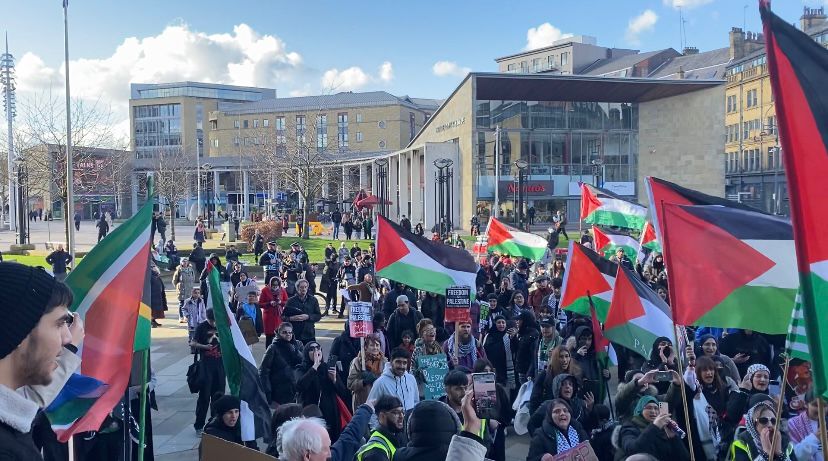 Once again members of our branch joined the Bradford community to stand up for the Palestinian people. We are calling for #CEASEFIRE_NOW support peaceful resolutions. @UCW4Pal