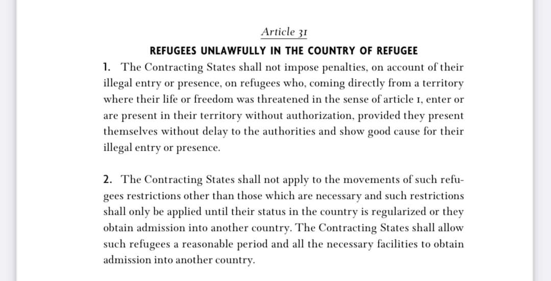 Alarming reports that the Irish government is jailing foreign nationals who don't have a valid passport or visa. A blatant breach of Article 5 of ECHR if they were detained when they presented themselves to authorities to claim asylum. We'll make enquiries